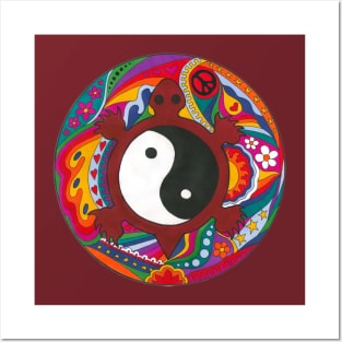 Psychedelic Yin Yang Turtle Posters and Art